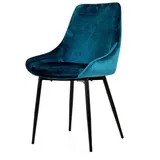 KAWOLA Esszimmerstuhl LEILA, Stuhl Velour midnight blue blau