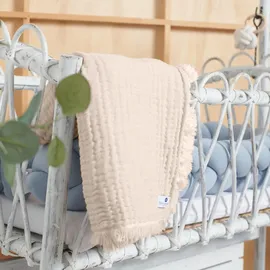 nordic coast company Babydecke Musselin Fransen 80x80cm, natur