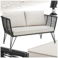 Tectake Essgruppe Garten-Loungesofa, (Set., 1-tlg), Solides Gestell aus pulverbeschichtetem Stahl grau