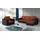 Fun Möbel Ecksofa COLLIN mit Schlaffunktion Schwarz/Dunkelorange Ottomane Rechts - Schwarz
