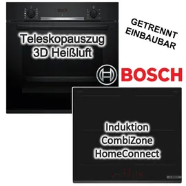 Bosch Herdset Hydrolyse Teleskopauszug + Induktionskochfeld CombiZone autark 60 cm