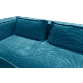 s-style möbel - Modernes Ecksofa Bello aus Türkis Cord mit Ottomane rechts und weichem Sitz, B/T/H: 262 cm / 176 cm / 64 cm - Türkis