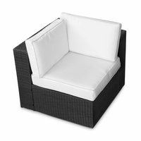 XINRO® (1er Polyrattan Lounge Eck Sessel - Gartenmöbel Ecksessel Rattan - durch andere Polyrattan Lounge Gartenmöbel Elemente erweiterbar - In/Outdoor - handgeflochten - schwarz