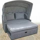 Garden Pleasure Sonnenbett Dach Strandkorb Sonnenliege Liegebett Relaxliege Grau