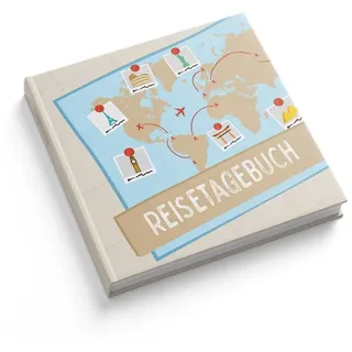 itenga Notizbuch Reisetagebuch Weltkarte 21,0 x 21,0 cm Blanko