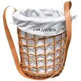 Korbgeflecht Einkaufskorb Weidenkorb Rucksack Willow Tote Picknickk?rbe mit Ledergriff Aufbewahrungskorb Gewebter Aufbewahrungskorb 19X16cm Wicker Basket Picknickkorb Leine