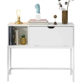 SoBuy Sideboard Konsolentisch Beistelltisch Flurtisch mit 1 Klappe Weiß FSB21-W