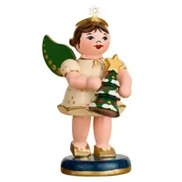 Hubrig Volkskunst GmbH Engel mit Tannenbaum 6 cm beige/bunt