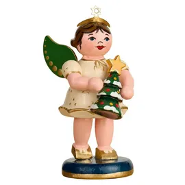 Hubrig Volkskunst GmbH Engel mit Tannenbaum 6 cm beige/bunt