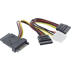 INLINE SATA Stromadapterkabel, SATA Stecker / Buchse, an 2x SATA Stecker + 5,25 Stecker