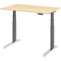Bümö Schreibtisch Ahorn, Graphit, Nachbildung,Ahorn, Rechteckig, 120x74x80 cm, FSC