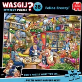 JUMBO Spiele Jumbo 111010506 - Wasgij Mystery 28, Feline Frenzy, Katzenartige Raserei, Comic-Puzzle, 1000 Teile