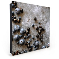Primedeco Schlüsselkasten Magnetpinnwand mit Glasfront Heidelbeeren auf Holz (1 St) grau