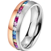 Trauring DOOSTI "Schmuck Geschenk Edelstahl Ehering Partnerring LIEBE" Fingerringe Gr. 54, mit Zirkonia, Edelstahl, 6mm, rosegold (edelstahlfarben-roségoldfarben-mehrfarbig + mehrfarbig) wahlweise mit oder ohne Zirkonia