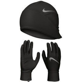 Nike Dri-FIT Essential Running Laufset Mütze + Handschuhe Herren 082 black/black/silver S/M