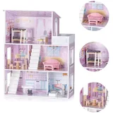 Chipolino Holzpuppenhaus 12-teilig rosa