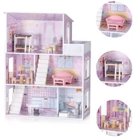 Chipolino Holzpuppenhaus 12-teilig rosa