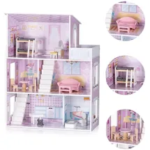 Chipolino Holzpuppenhaus 12-teilig rosa