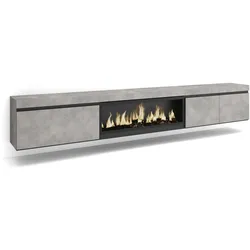 SKRAUT HOME Wohnzimmer-TV-Schrank, Großes Platzangebot, 288x35x45cm, großformatiger Fernseher, XXL-Elektrokamin, Hängend, zum Aufhängen, Farbe Zementgrau - 496_54