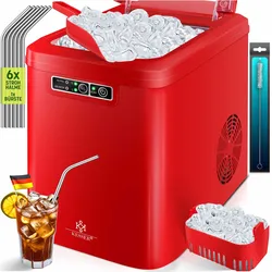 KESSER® Eiswürfelbereiter   Eiswürfelmaschine Edelstahl   Ice Maker   12 in 24h   Zubereitung in 7 min   2,2 Liter Wassertank   2 Eiswürfel-Größen   LED-Display   Selbstreinigungsfunktion mit Zubehör