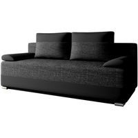 MOEBLO Schlafsofa ATLANTA, Schlafcouch Sofa Couch für Wohnzimmer Schlafsofa Federkern Sofagarnitur Polstersofa mit Bettfunktion, mit Schlaffunktion und Bettkasten, - (BxHxT): 200x90x96 cm schwarz