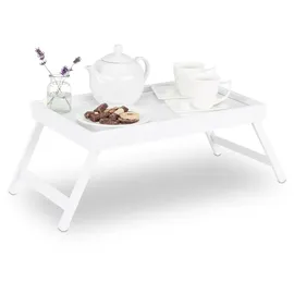 Relaxdays Betttablett weiß 64,0 x 31,0 cm