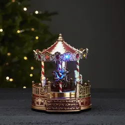 LED-Weihnachtskarussell - mit Bewegung und Musik - 13 bunte LED - H: 22cm - Time...