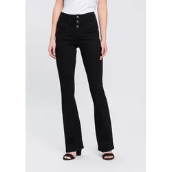 Bootcut-Jeans »mit extrabreitem Bund«, High Waist, Gr. 84 - K + L Gr, black-overdyed, , 51742041-84 K + L Gr