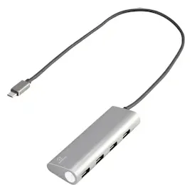 Renkforce 4 Port USB 3.1 Gen 1-Hub mit Aluminiumgehäuse Silber