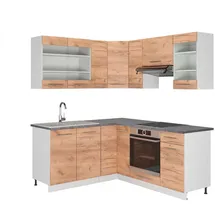 Vicco Winkelküche Fame-Line L-Form 160 x 190 cm Eiche/Weiß