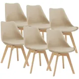 [en.casa] Esszimmerstuhl Fläten Kunstleder beige 6er Set