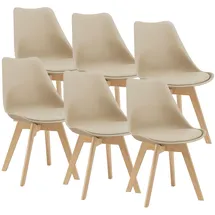 [en.casa] Esszimmerstuhl Fläten Kunstleder beige 6er Set