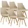 [en.casa] Esszimmerstuhl Fläten Kunstleder beige 6er Set