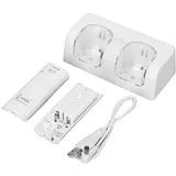 ciciglow Controller-Ladestation, Remote-Akkuladegerät mit Netzkabel Stabile Tragbare Dual-Ladestation Dock für Wii-Spiel-Fernbedienungsakku(Weiß)