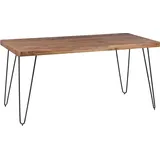 Esstisch BAGLI Massivholz Sheesham 120 cm Esszimmer-Tisch Holztisch Metallbeine Küchentisch Landhaus dunkel-braun - Braun