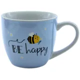 Dekohelden24 Maxi-XXL Kaffeebecher/Tasse aus Porzellan, XXL Kaffeepot, Motiv: Biene, BE Happy, Größe H/Ø: 9,2 x 10,5 cm, Fassungsvermögen 400 ml, Spülmaschinengeeignet.