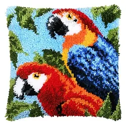 Knüpfkissen "2 Papageien"