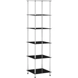 vidaXL Regal mit 6 Ablagen Vitrine Glas Glasregal Dekoregal Sammlervitrine Standregal Glasvitrine Bücherregal Vitrinenschrank Schwarz 40x40x160 cm Hartglas