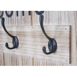 Mendler Garderobenpaneel HWC-C89 Welcome 91 x 60 cm Naturbraun