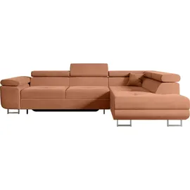 altdecor Ecksofa Velours mit Schlaffunktion 2-Sitzer Koralle