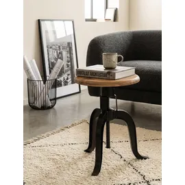 KADIMA DESIGN Drehhocker Rustikal Akazienholz und Eisen 39 x 48 x 39 cm Schwarz