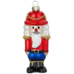 Christbaumschmuck Glas 9cm Nussknacker Figur Handbemalt Weihnachtsbaum Anhänger Weihnachten Christbaumanhänger Weihnachtsbaumschmuck Soldat Rot Blau