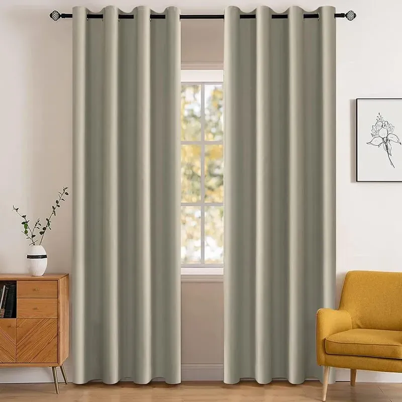 YSTYLE Sichtschutzvorhänge für Schlaf- und Wohnzimmer - 2-Türme-Satz thermisch isolierende Verdunkelungsvorhänge, 140x225 CM, ZGB, Beige