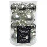 Fizzco Mini-Glaskugeln, Glanz/matt, 35 mm, 16 Kugeln/Dose, Farbe: Silber