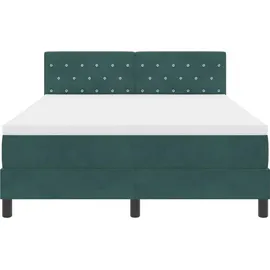 vidaXL LED Boxspringbett mit Matratze Dunkelgrün 140 x 190 cm Samt