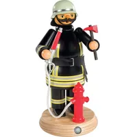 Müller Räuchermann Feuerwehrmann modern von DREGENO Seiffen 22cm – Original erzgebirgische Handarbeit, stimmungsvolle Weihnachts-Dekoration