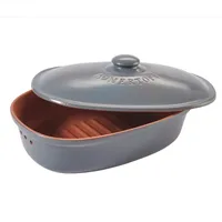 Römertopf MINI Brot-Frische-Topf oval Blau Grau - für Brote bis 500 Gramm