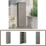 Gartenschrank Grau 59x40x180 cm Poly Rattan - Gartenschrank - Outdoor Möbel - Stauraumspeicher - Wetterfest - Holzoptik