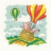 Heritage Crafts Kreuzstich Stickpackung Aida Schweine könnten fliegen (A) Zählmuster
