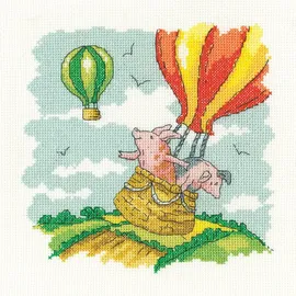 Heritage Crafts Kreuzstich Stickpackung Aida Schweine könnten fliegen (A) Zählmuster